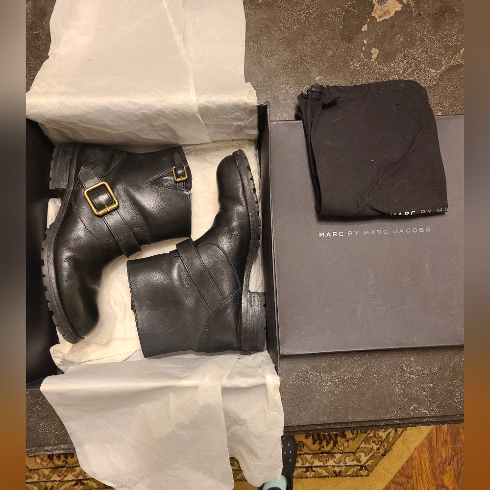 Marc by Marc Moto Jacobs Black Leather Womens Boots